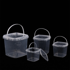 Custom Square Plastic Buckets with Transparent White Handles, Lids, and Seals for Small Water Buckets, Dry Fruits, Food Storage and Packaging Manufacturers