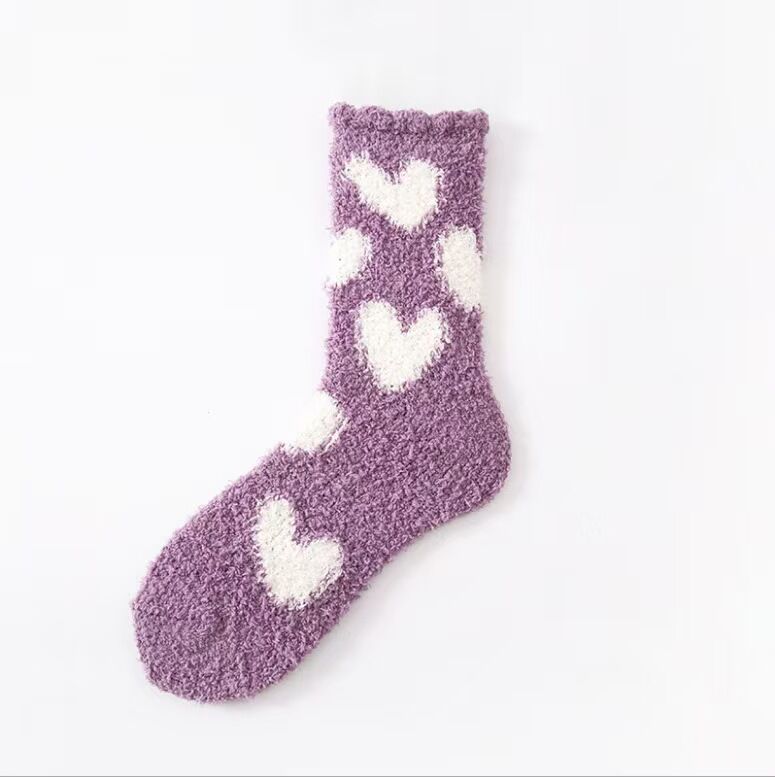 Otoño y invierno espesar coral calcetines de calcetines de calcetines de cama de peluche para niños y niñas cálidas en el hogar