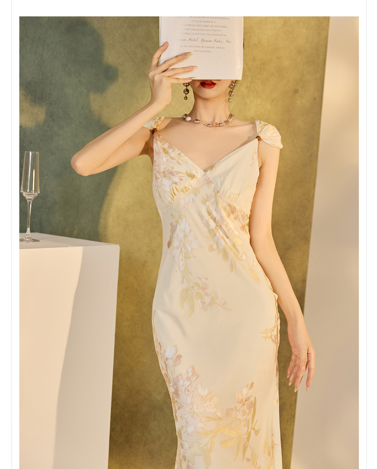 Váy bodycon ôm sát họa tiết phong cách Trung Hoa mùa hè, chất rayon mềm mại — Màu trắng be chi tiết 27