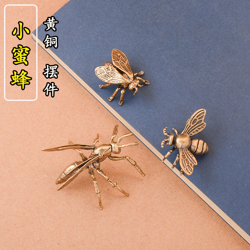 Brass Bee Desktop Ornaments Creative Antique Bee Tea Pet Desktop Decoration Small Copper Crafts Wholesale