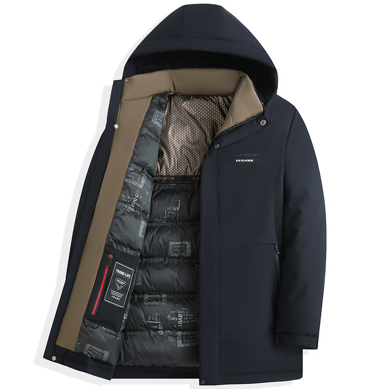 Abrigo de invierno chaqueta acolchada de algodón engrosada de los hombres cálido negocio casual abajo abrigo de algodón acolchado de media longitud abrigo de algodón acolchado ropa de invierno para papá