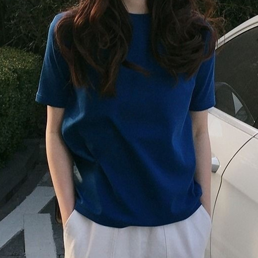 95% Cotton Fashionable Solid Color Short-Sleeved T-Shirt for Women Loose Korean Style Half-Sleeved T-Shirt Top 2024 Summer New Trend