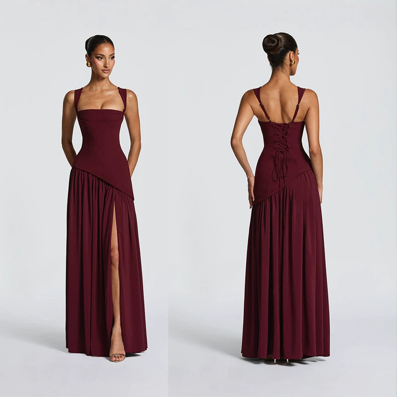 European and American Cross-Border Spring and Summer Fashion New Style Solid Color Long Dress for Women European and American Cross-Border Spring and Summer Fashion New Style Solid Color Long Dress for Women
