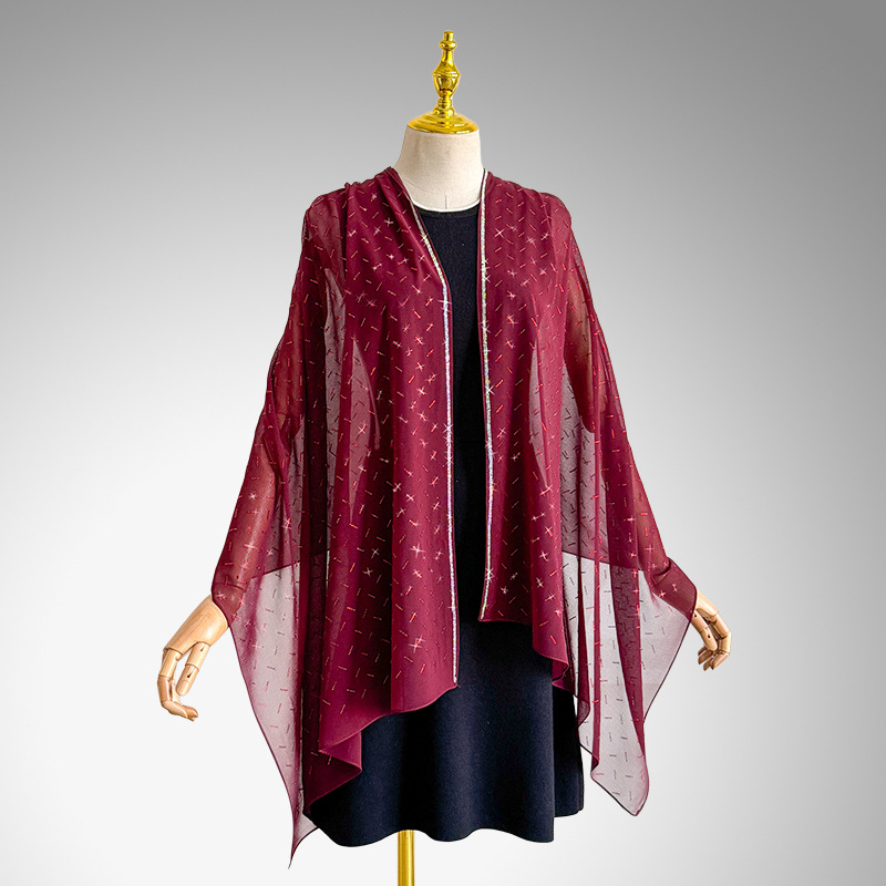 Elegante lichtgewicht chiffon sjaal voor dames met strass_voghion.com