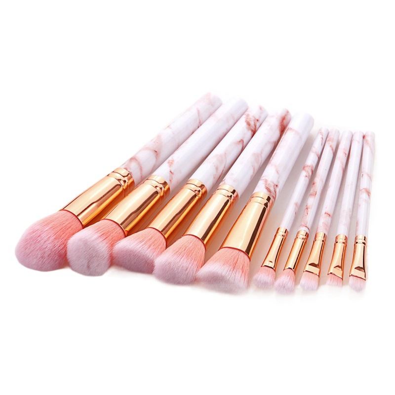 10 Unids pinceles de maquillaje cepillo de mármol Blush cepillo de sombra de ojos cepillo herramientas de belleza ronshadow sombra
