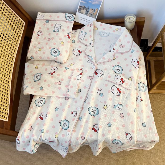 Al por mayor transfronterizo primavera y otoño dulce dibujos animados nubes de algodón pantalones de manga larga pijamas de niñas vestidos de hogar