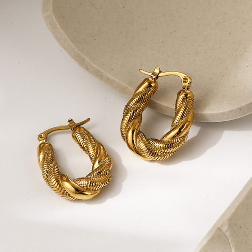 Cross-border European and American Twist Fashion Middle Ages Earrings for Women Simple Irregular Moon Retro Exaggerated Earrings and Earrings Wholesale