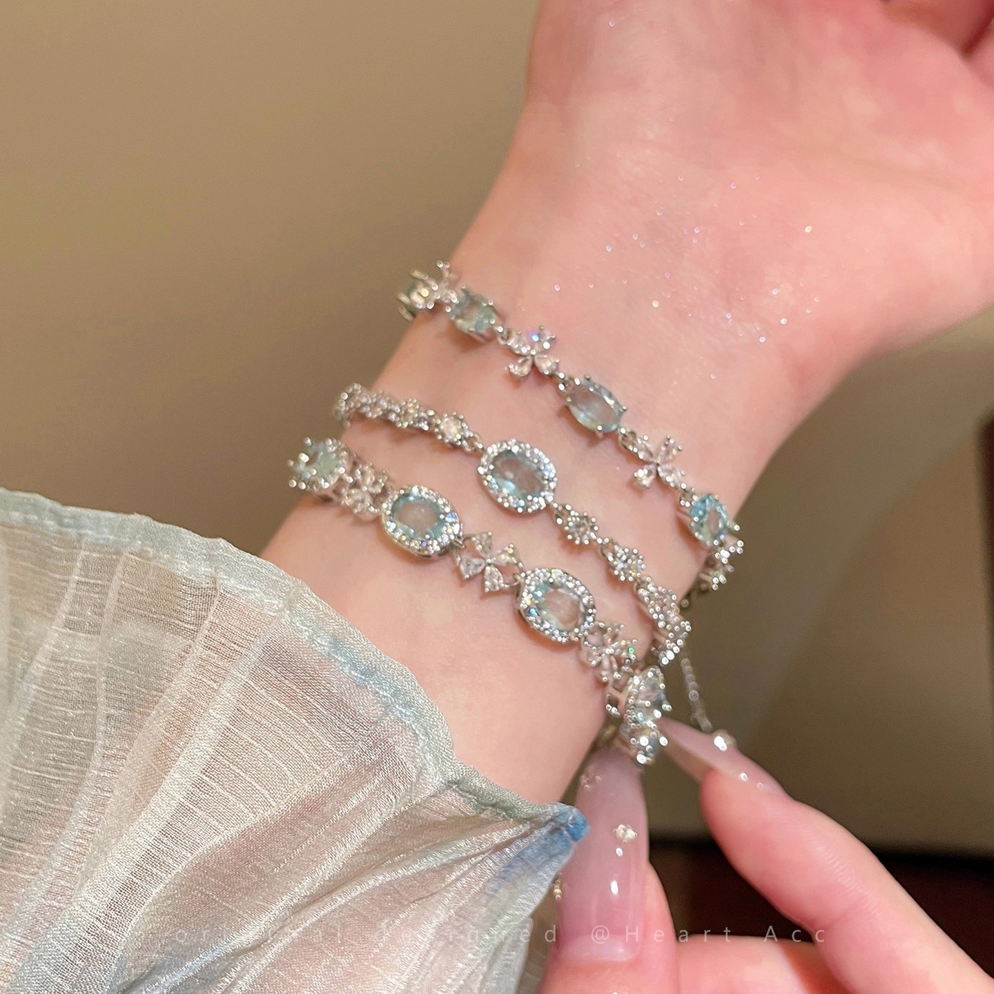 Cool Feeling ~ Sparkling Exquisite and High-End Oval Flower Bracelet for Women, Korean Style, Beautiful and Fairy-Like Hand Jewelry
