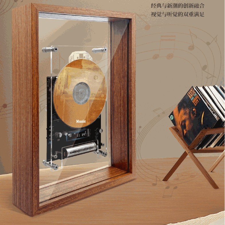 Transparent Acrylic Wall-Mounted CD Player Picture Frame, Bluetooth Audio Player
