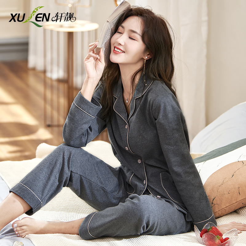 2023 nuevos pijamas Primavera y otoño Ropa de primavera Otoño % algodón Ropa de hogar de manga larga Otoño e invierno Traje de cuatro estaciones