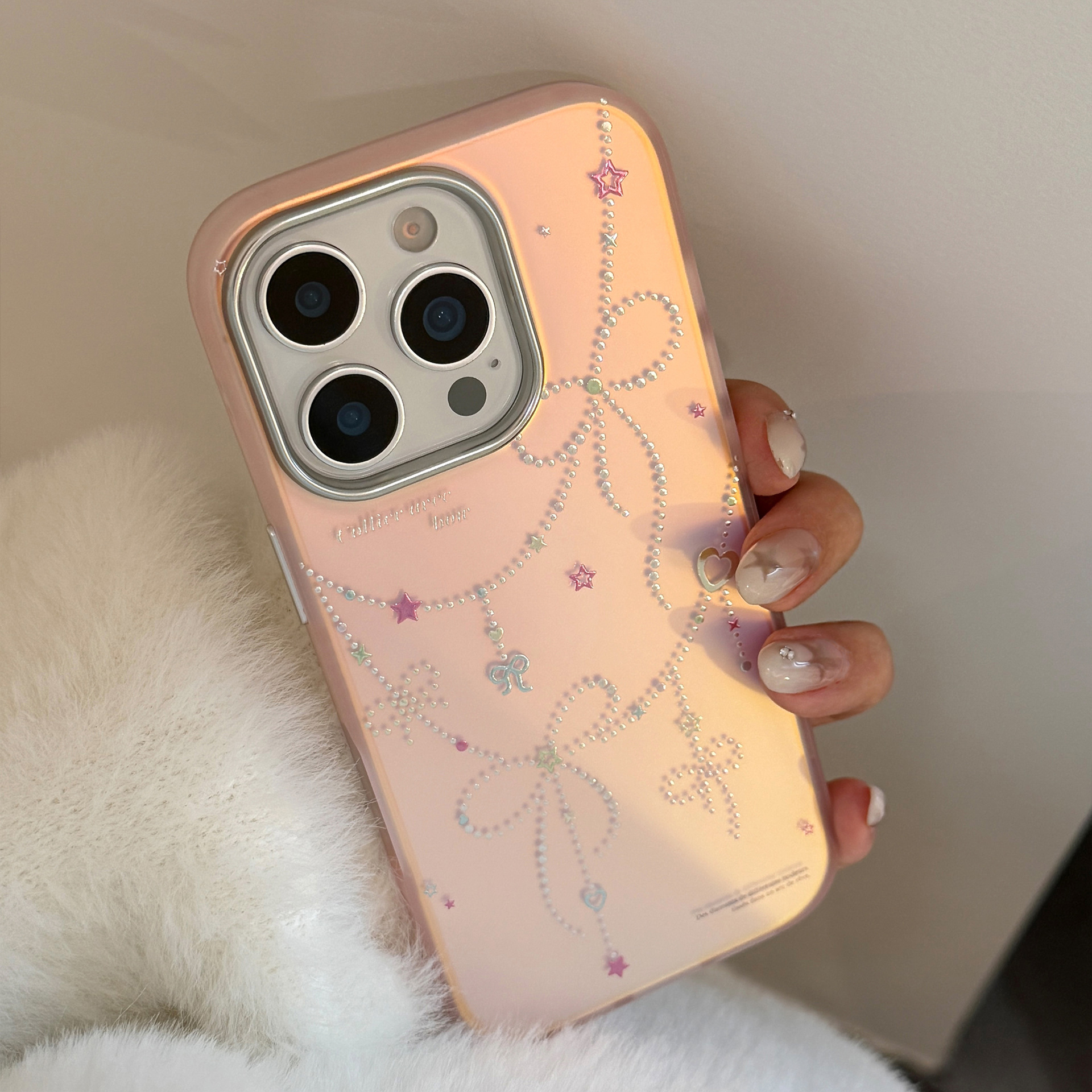 Protective Phone Case For Iphone With Pink Laser Bow Design_voghion.com