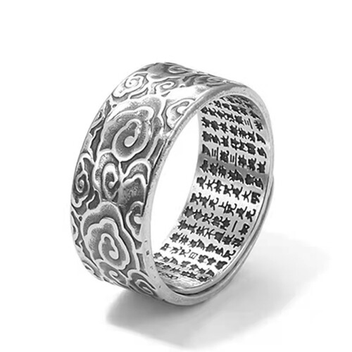Creative retro Thai silver stacked mouth Pixiu ring female mascot eight guardians old jewelry men's index finger ring