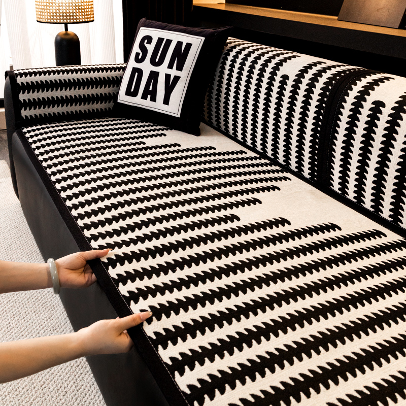 2024 nuevo cojín de sofá Schneider cuatro estaciones lujoso ligero general sensación de alto nivel antideslizante cojín de cuero recto cubierta de tela