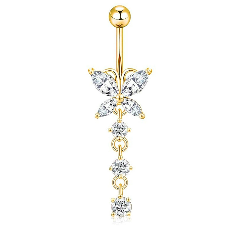 Set, physiological belly button piercing stainless steel with zircon, Amazon, (Physicals)