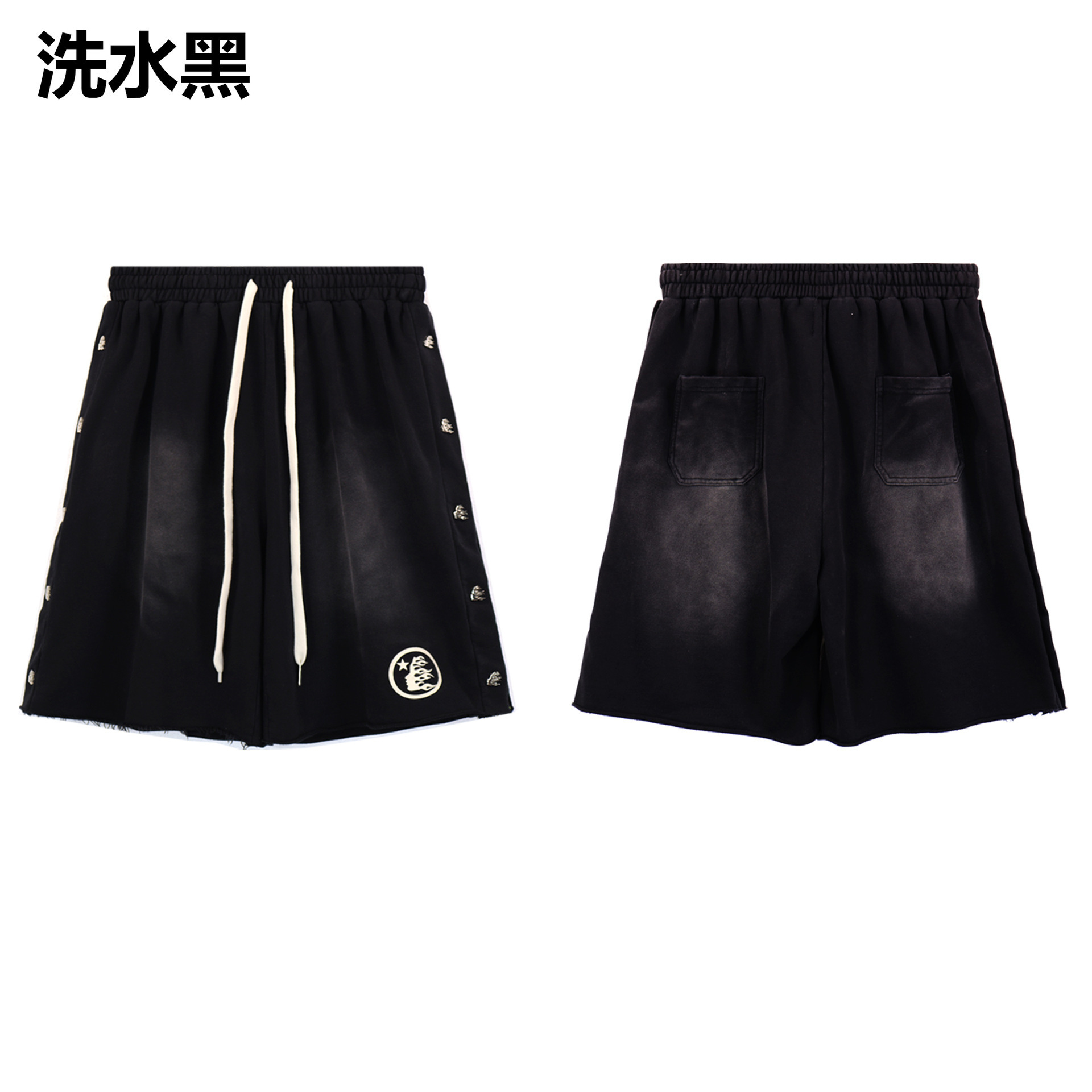 Hell Star lavando y desgastando pantalones cortos casuales 2024 verano nuevo estilo marca de moda europea y americana hip-hop pantalones de cinco puntos hombres y mujeres