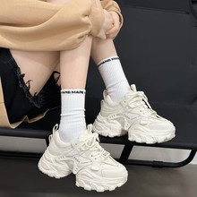 老爹鞋女2025秋季新款真皮运动休闲鞋韩版百搭松糕厚底增高跑步鞋