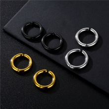跨境欧美耳饰无耳洞耳夹时尚简约钛钢耳环潮流男女款耳圈现货供应