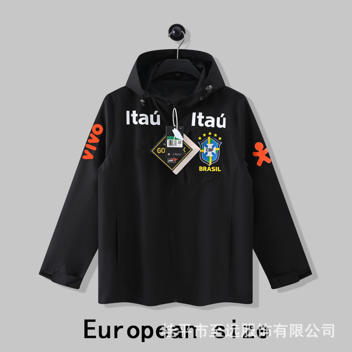 Brasileño chaqueta de asalto con capuchón, abrigo a prueba de viento, abrigo a prueba de agua, fábrica de fuentes deportivas, ropa de entrenamiento de fútbol al por mayor image 14