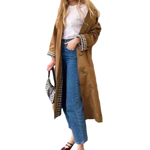 Women's Clothing Fashion long lapel button windbreaker jacket women's autumn and winter temperament elegant commuter jacket_voghion.com