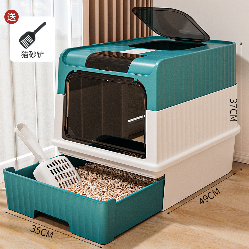 Cajón de arena para gatos super grande totalmente cerrado anti-spillado ultravioleta inodoro para gatos artículos para mascotas de plástico arena para gatos