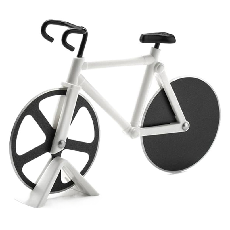 Bicicleta cortador de pizza de acero inoxidable Amazon transfronterizo creativo cortador de rodillos de pizza de doble rueda utensilios para hornear