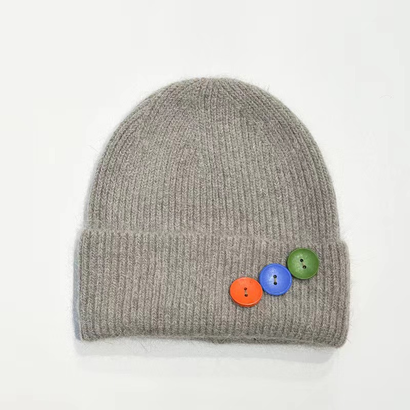Unisex Preppy Style Simple Style Solid Color Button Eaveless Wool Cap display picture 2