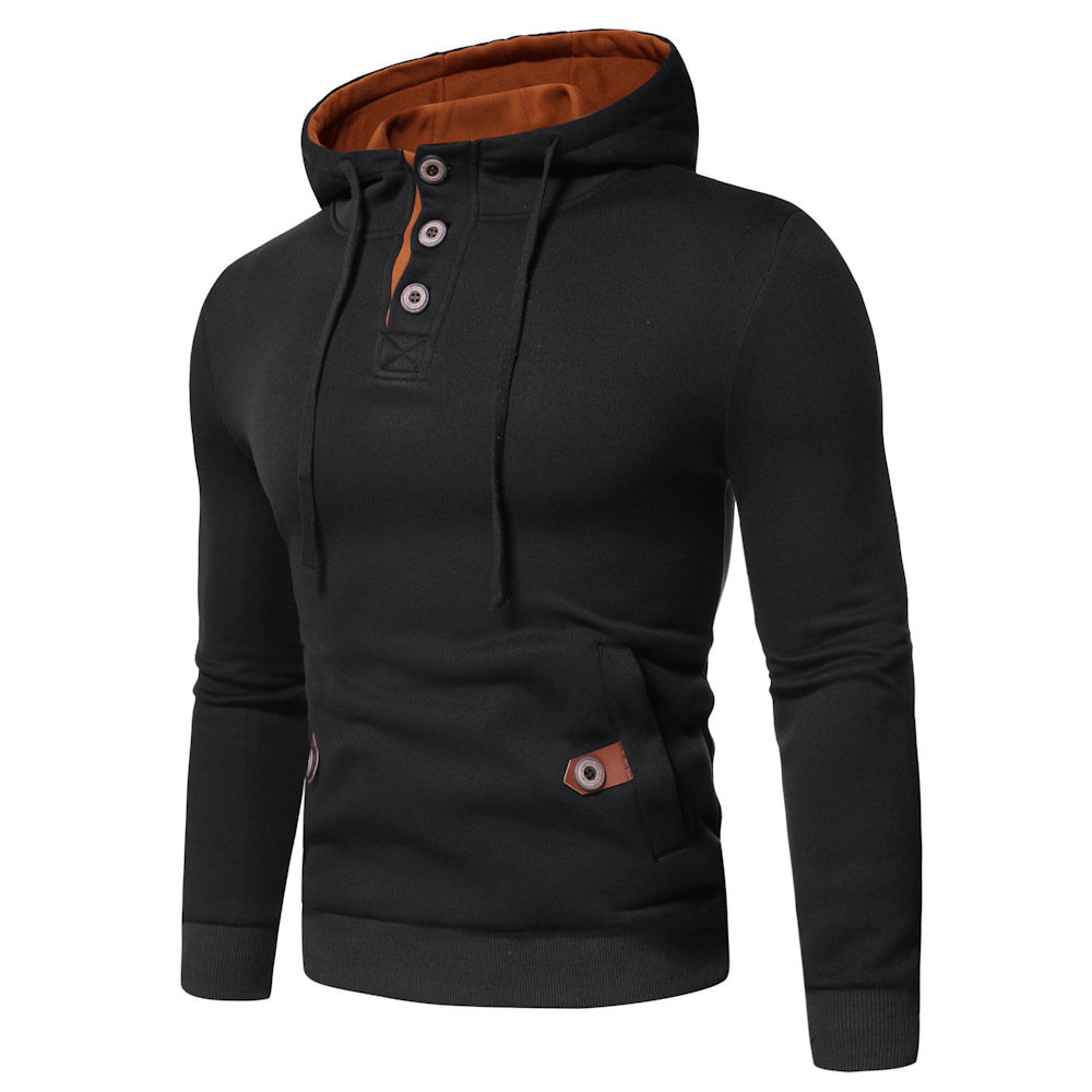 24 Nuovi arrivi Autunno/Inverno: Felpa con cappuccio dal design aperto e decorata con bottoni, taglia grande, pullover color-block_voghion.com