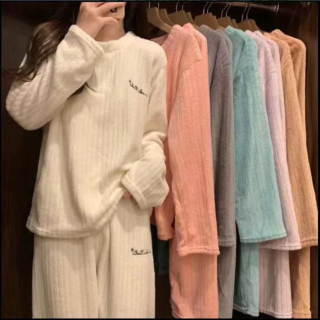 Королевский пижама для отдыха из бархатной цветной флисовой ткани кораллового цвета