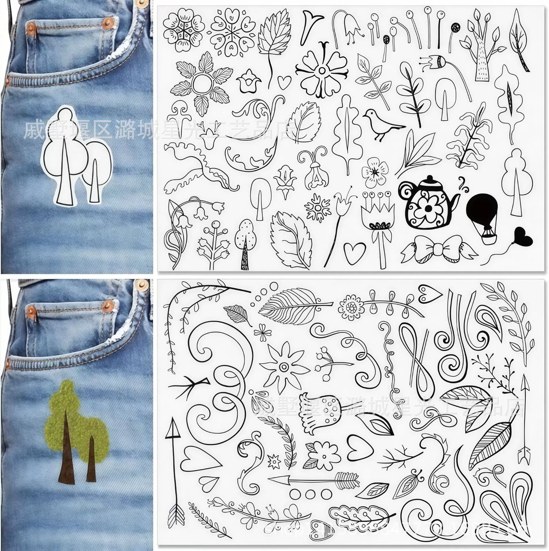 Самоклеящиеся embroidery водорастворимые наклейки водорастворимая ткань handmade diy животные и цветочные узоры нетканая ткань В4 вышивание швейное