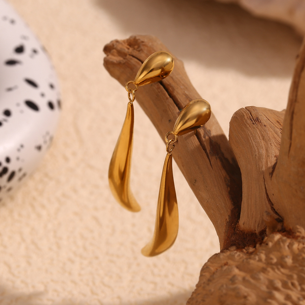 Stitching Water Drop Stainless Steel Earrings