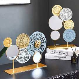 轻奢墙面装饰挂件家用店铺桌面摆件手绘铁艺工艺品镜子礼物现代