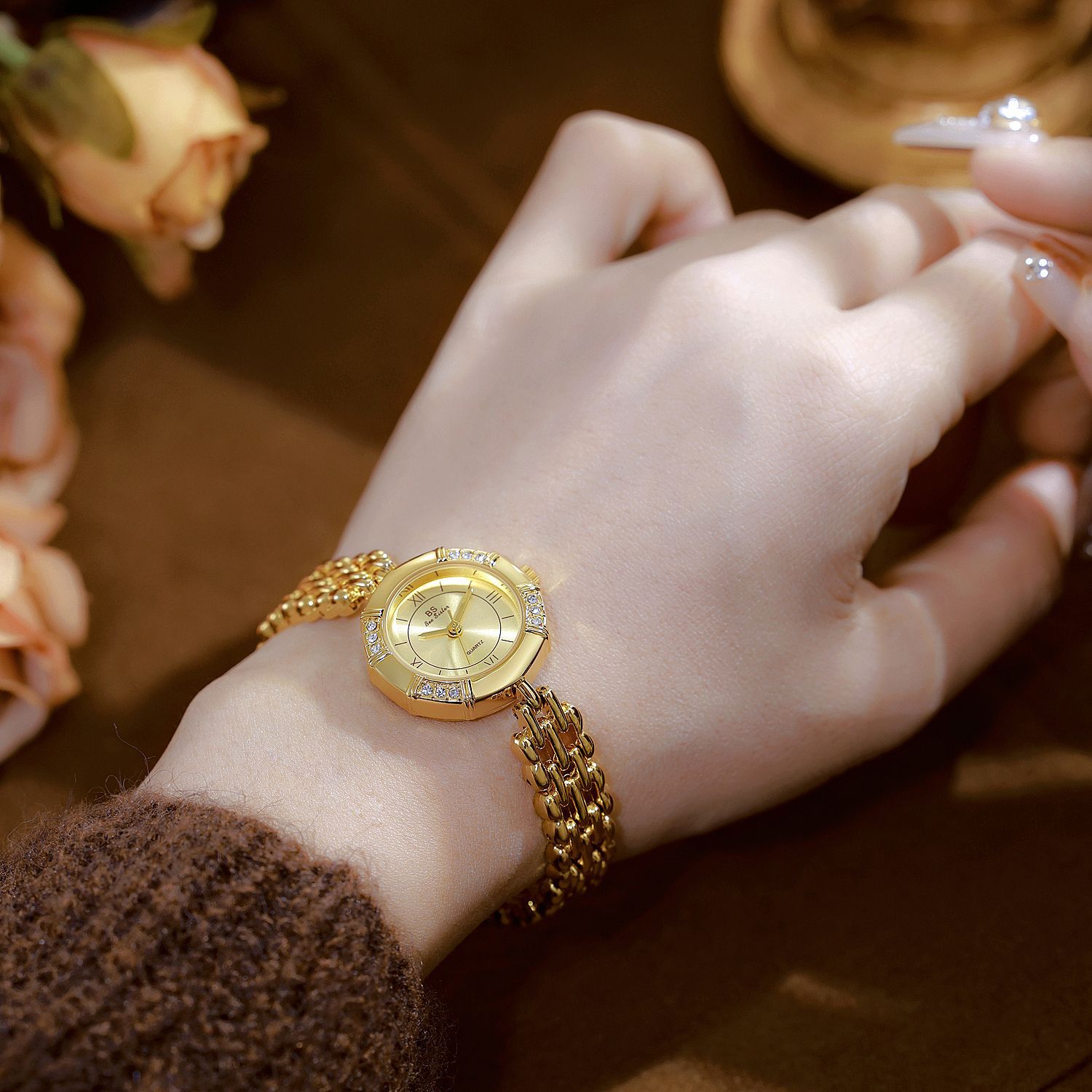 55g Weight Tempered Glass Mirror Material Fine Steel Strap Material Watch Classification Pointer Display Type Jewelry Buckle Buckle Style Diamond Dial Shape Casual, Tea Party Occasion Quartz Movement Solid Color Pattern All Seasons Season Women's Gender Elegant, Classic Style Style Elegant Classic Style Solid Color Jewelry Buckle Quartz Watch 11