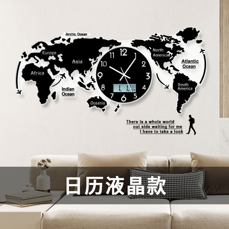 国境を越えた地図ヨーロッパ時計装飾壁時計リビングルームシンプルモダンな壁掛けアートファッションホーム雰囲気時計|undefined