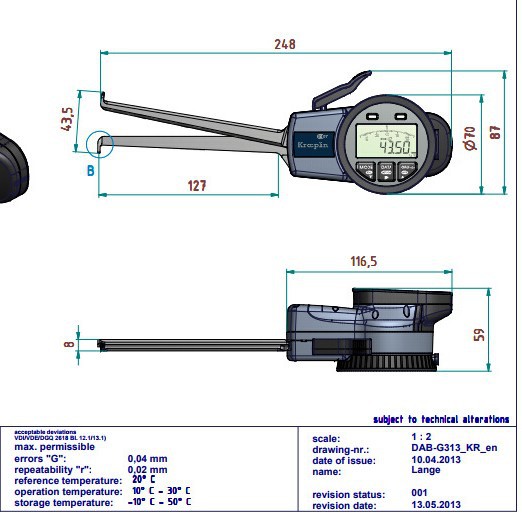德国kroeplin数显内径卡规 G313