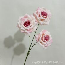 外贸跨境仿真玫瑰花家居摆件婚庆装饰手工假花仿真花绢花厂家批发
