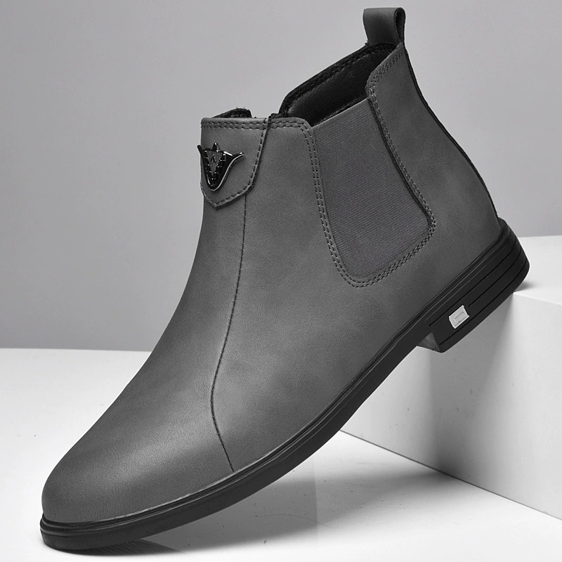 67001 Мужская обувь Ботинки Челси повседневные ботинки модные кожаные сапоги с высоким рукавом плюс размер теплые хлопковые сапоги