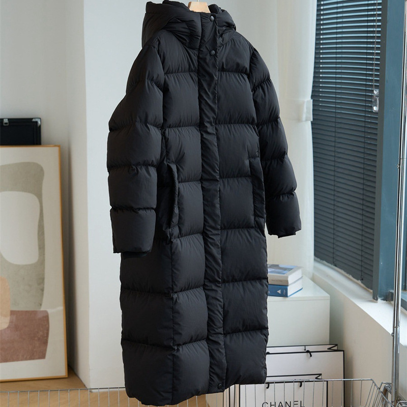 2025 Winter High Quality Goose down Jacket Women's Extra Long Korean Style Fashion Thickened Northeast Outdoor Extreme Cold Over-The-Knee Jacket