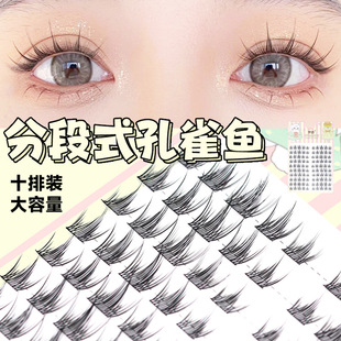 Dream Deer Peacock Fish 10 Rows Large Capacity 100 Clusters Black Fine Stem Natural Simulation Imp Devil Net Red False Eyelashes Female
