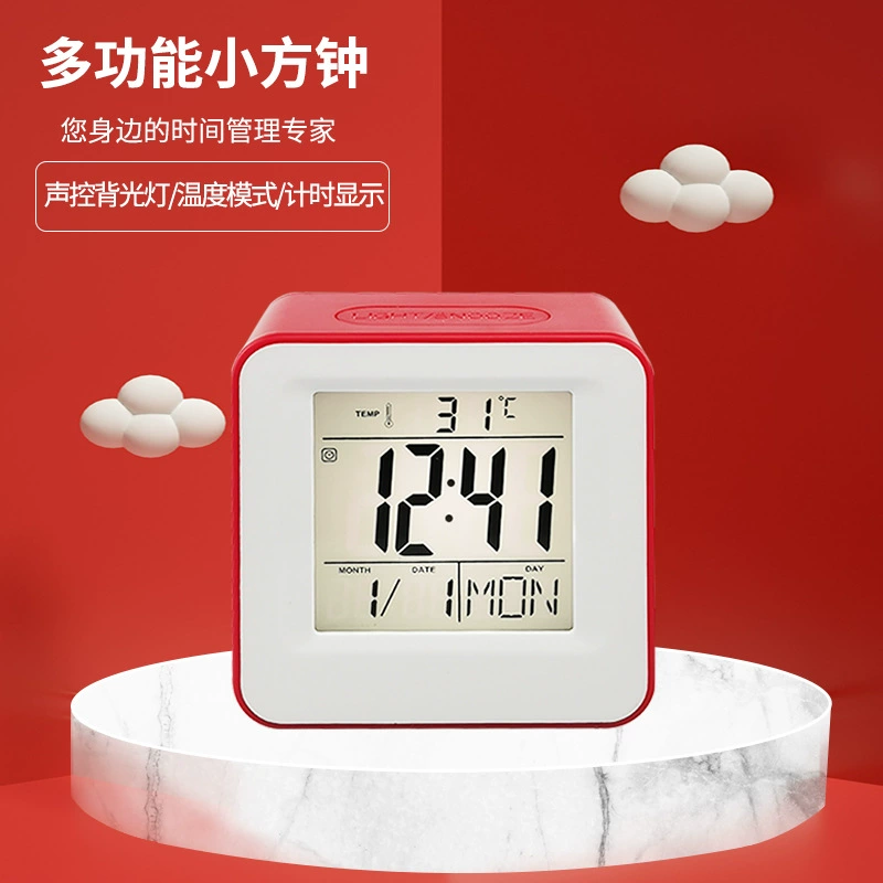 Простой квадратный электронный будильник Симпатичный студенческий дом Спальня Многофункциональные цветные электронные цифровые часы