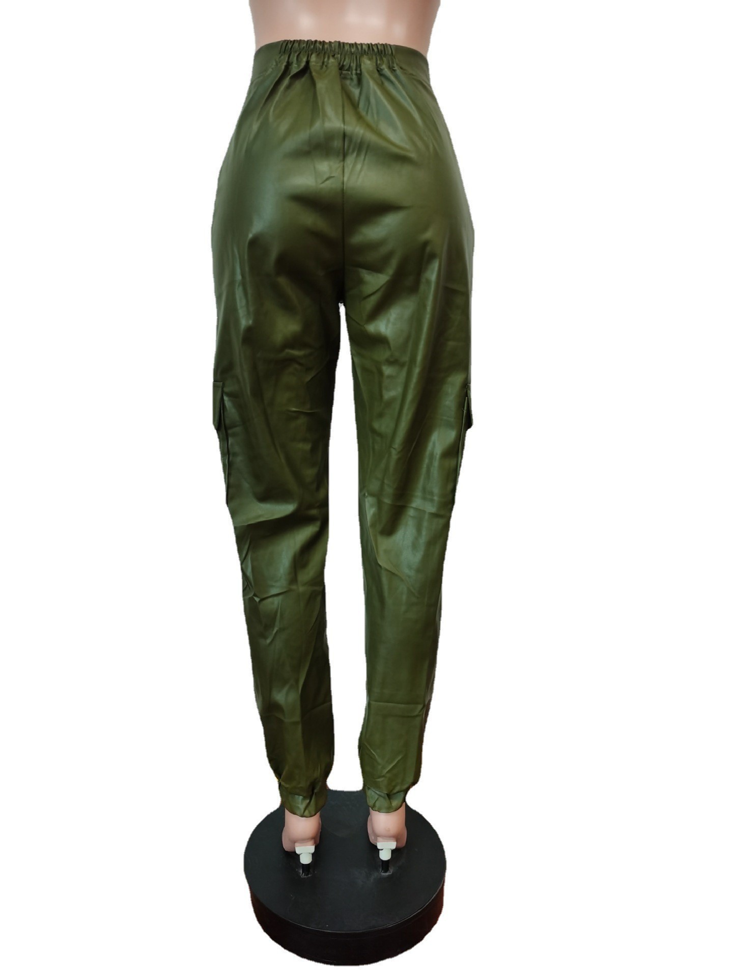 455g Weight Full Length Pants Length Pu Fabric Type Mid Waist Waist Line Jogger Pants Pants Type Micro-Elastic Elasticity Casual Occasion Regular Fit Fit Type Solid Color Pattern Spring, Autumn Season Women's Gender Zipper Design Streetwear Style Women's Casual Streetwear Solid Color Full Length Zipper Jogger Pants 37