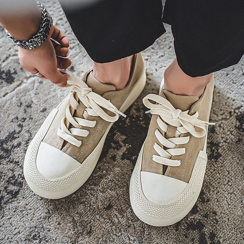 3172 Big Head für Herren 2024 Frühjahr Neues Echtleder Dicke Sohle Lässiger Promi Gleicher Akademie-Stil Klein und beliebt_voghion.com