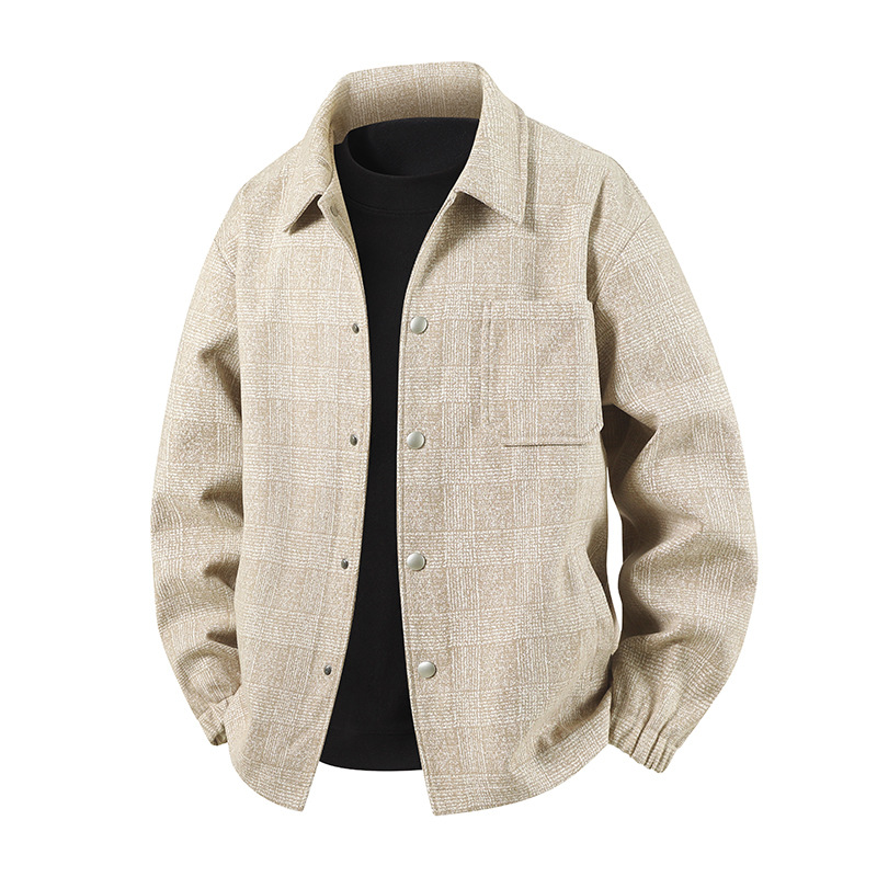 Primavera transfronteriza nueva chaqueta a cuadrícula con solapa hombre otoño al aire libre chaqueta casual de la calle hombre moda tween image 8