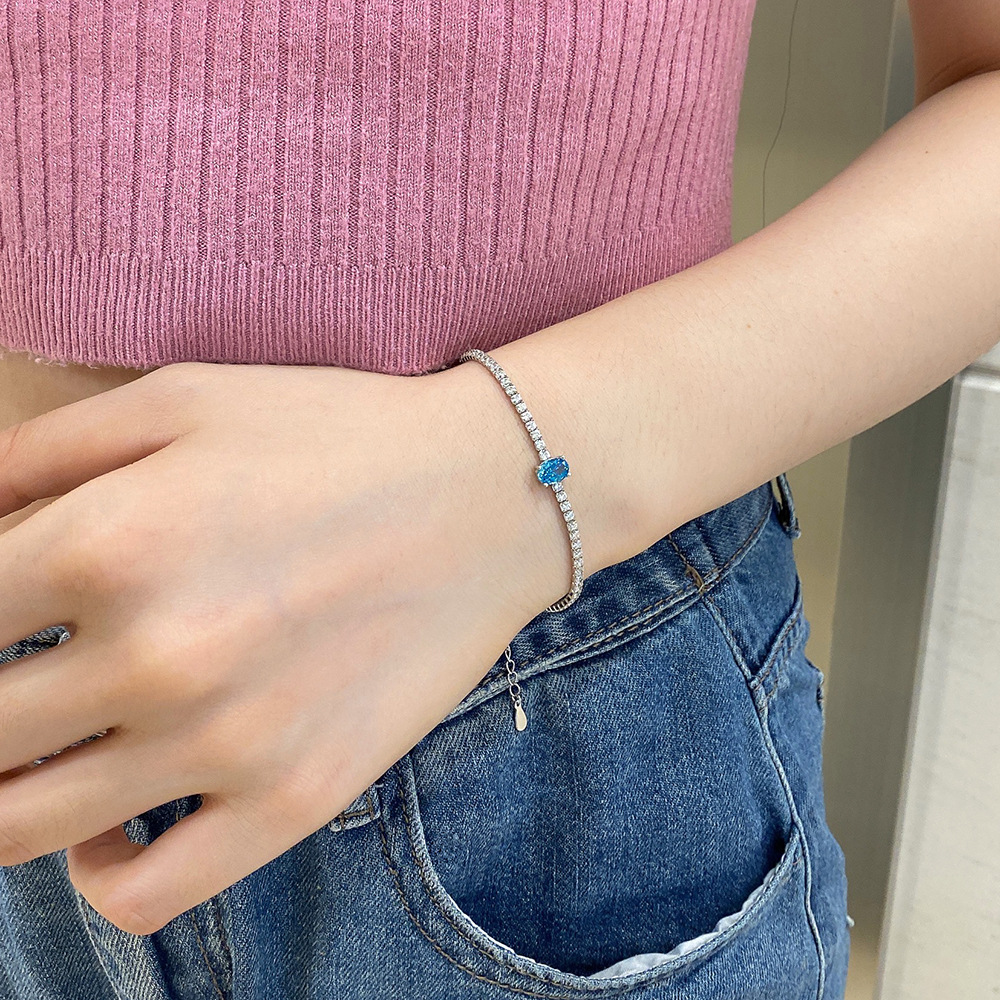 Fashion Oval Sterling Silver Plating Inlay Zircon Bracelets 1 Piece