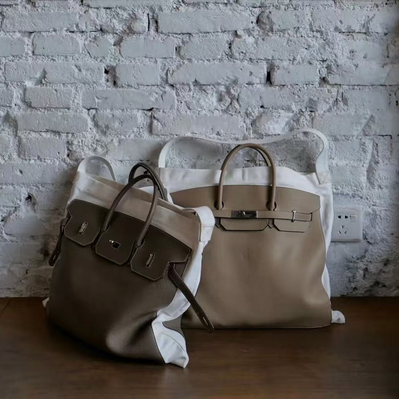 High-end soft leather and canvas combination Kelly Birkin bag, simple and large-capacity tote bag for women, suitable for commuting, shoulder or underarm bag High-end soft leather and canvas combination Kelly Birkin bag, simple and large-capacity tote bag for women, suitable for commuting, shoulder or underarm bag