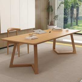 y什纯实木餐桌家用白蜡木轻奢长方形实木书桌家庭简约长条松木北