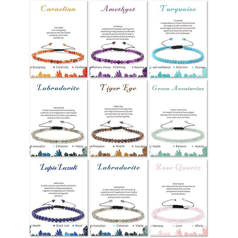 Amazon's Popular 4mm Natural Stone Agate Adjustable Hand-Woven Bracelet Anklet Beaded Fashion Bracelet