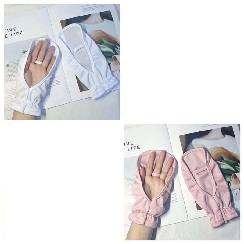 흰색 + 분홍색(2쌍) 자외선 차단 장갑
