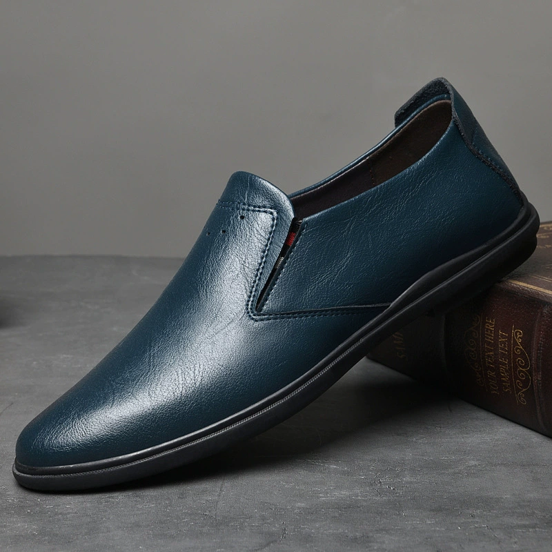 6868-1 Мужская обувь без шнуровки Маленькая кожаная обувь для вождения Повседневная обувь Doudou Низкие ноги из воловьей кожи на плоской подошве больших размеров Трансграничная
