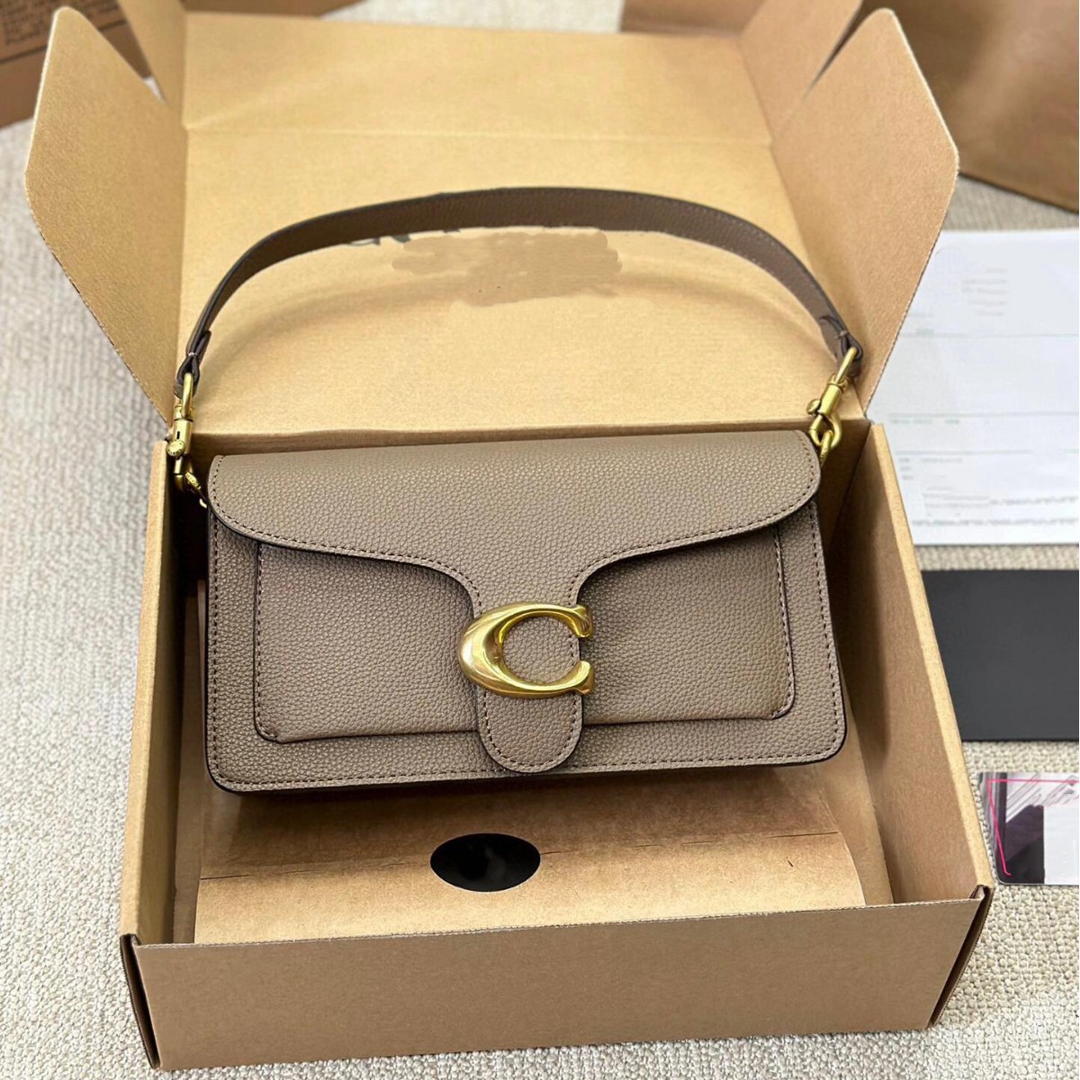 蔻家新款tabby 26经典老花酒神复古法棍单肩斜挎手提荔枝纹女包包