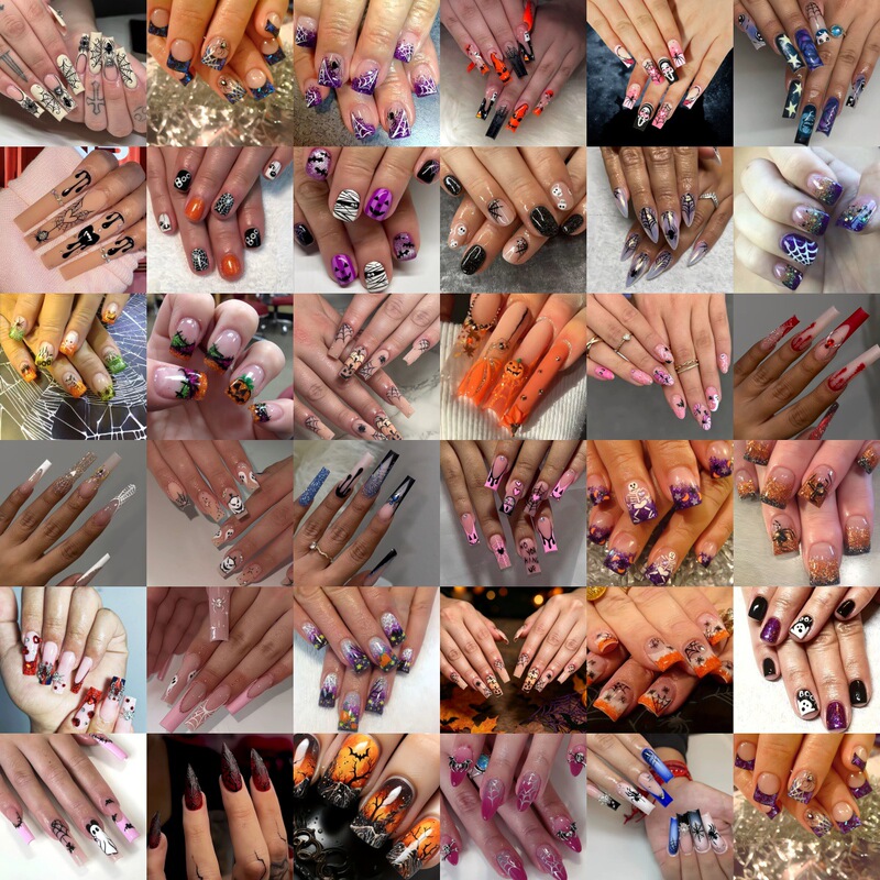 Cross-border Halloween-themed nail art: skull, pumpkin, spiderweb, sweet and cool designs, ready-made fake nails, detachable nail tips Cross-border Halloween-themed nail art: skull, pumpkin, spiderweb, sweet and cool designs, ready-made fake nails, detachable nail tips